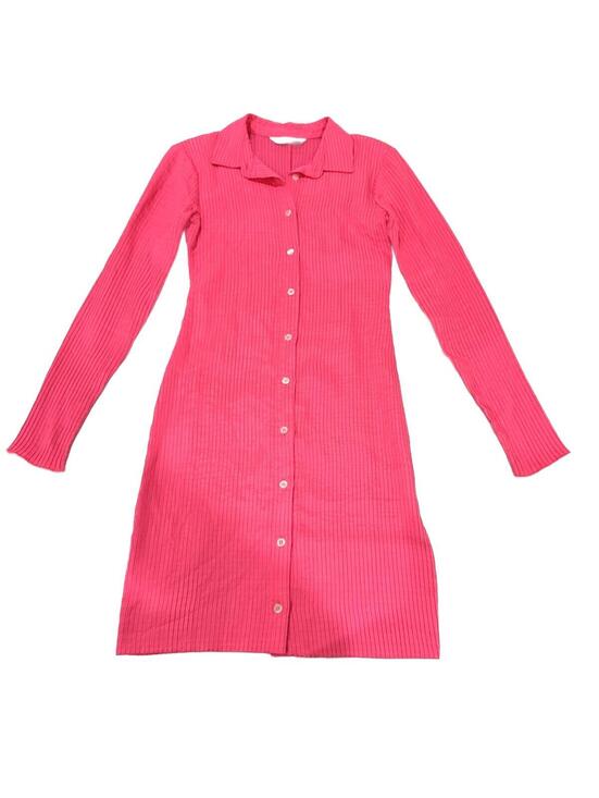 Amanda Uprichard Dresses & Skirts - Amanda Uprichard Philips Ribbed Button Down Midi Dress Neon Pink XS